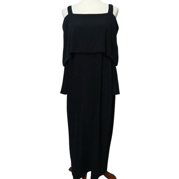 Chico's Travelers Three-Way Fit-And-Flare Dress Black 2 US Lg 12/14 Slinky Knit - Picture 6 of 10